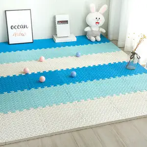 High Quality 1cm 2cm 4cm Baby Tummy Time Eva Floor Mat 30x30cm Soft Blue White Foam Puzzle Rugs Tatami Puzzle Mat