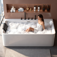 Baignoire autoportante blanche, baignoire moderne en acrylique pour la maison, l'hôtel et la salle de bain