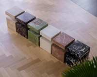 Table d'appoint en marbre naturel, design de mobilier de maison, table multicolore, pilier en pierre de luxe, socle en marbre, table d'appoint en marbre, Marmol Mesa