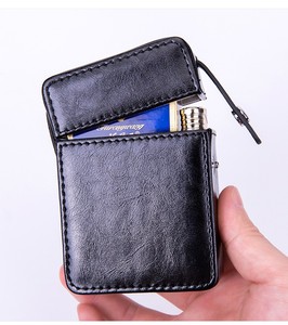 Étui à cigarettes vintage de luxe en <span class=keywords><strong>cuir</strong></span> PU, 20 pièces, <span class=keywords><strong>avec</strong></span> <span class=keywords><strong>porte</strong></span>-<span class=keywords><strong>briquet</strong></span>, multicolore, logo personnalisé, vente en gros - Product Image 2