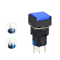 Petit interrupteur à bouton-poussoir rectangulaire LA16-11FD installé avec lumière