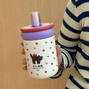 316 Stainless Steel Insulated Water Bottle Pop-Up Lid Portable Thermal Bottle <b>Large</b> Capacity Food Grade Travel Mug - Product Image 4