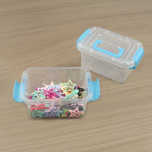 Transparent Plastic <b>Storage</b> <b>Box</b> With Lid 16x10x7.5cm For Hair Clips Desktop Organizing Container <b>Small</b> Square Bucket - Product Image 1