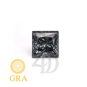 GRA Moissanite Princess Cut Grey Loose Gemstone Synthetic Lab Created For Jewelry Making - Product Image 5