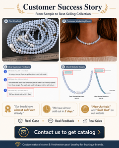Collier personnalisé en perles baroques d'eau douce, plaqué or, en acier inoxydable, avec pierres naturelles, faible MOQ, pour la collection d'été - Product Image 6