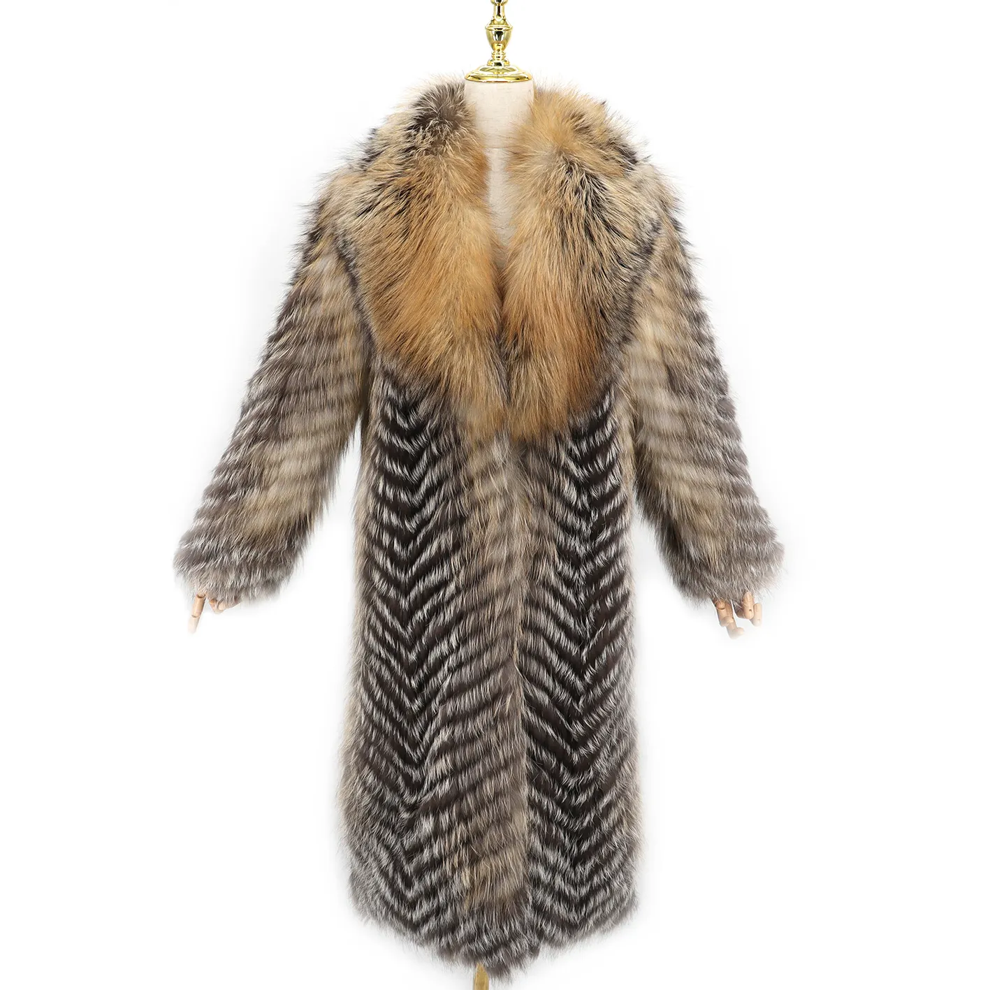 Moda gerçek tilki kürk uzun kalın tilki kürk ceket dokuma tilki kürk ceket