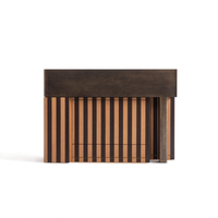 Meuble de bar pliable de luxe postmoderne à rayures FENDY, armoire à vin en bois multi-compartiments avec tiroirs cachés pour bar à domicile