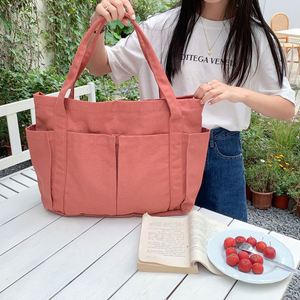 Korean Style Casual Solid Color Women <b>Tote</b> Cloth Bag Simple Large Capacity Versatile Ladies' Single Shoulder <b>Canvas</b> Bag - Product Image 2
