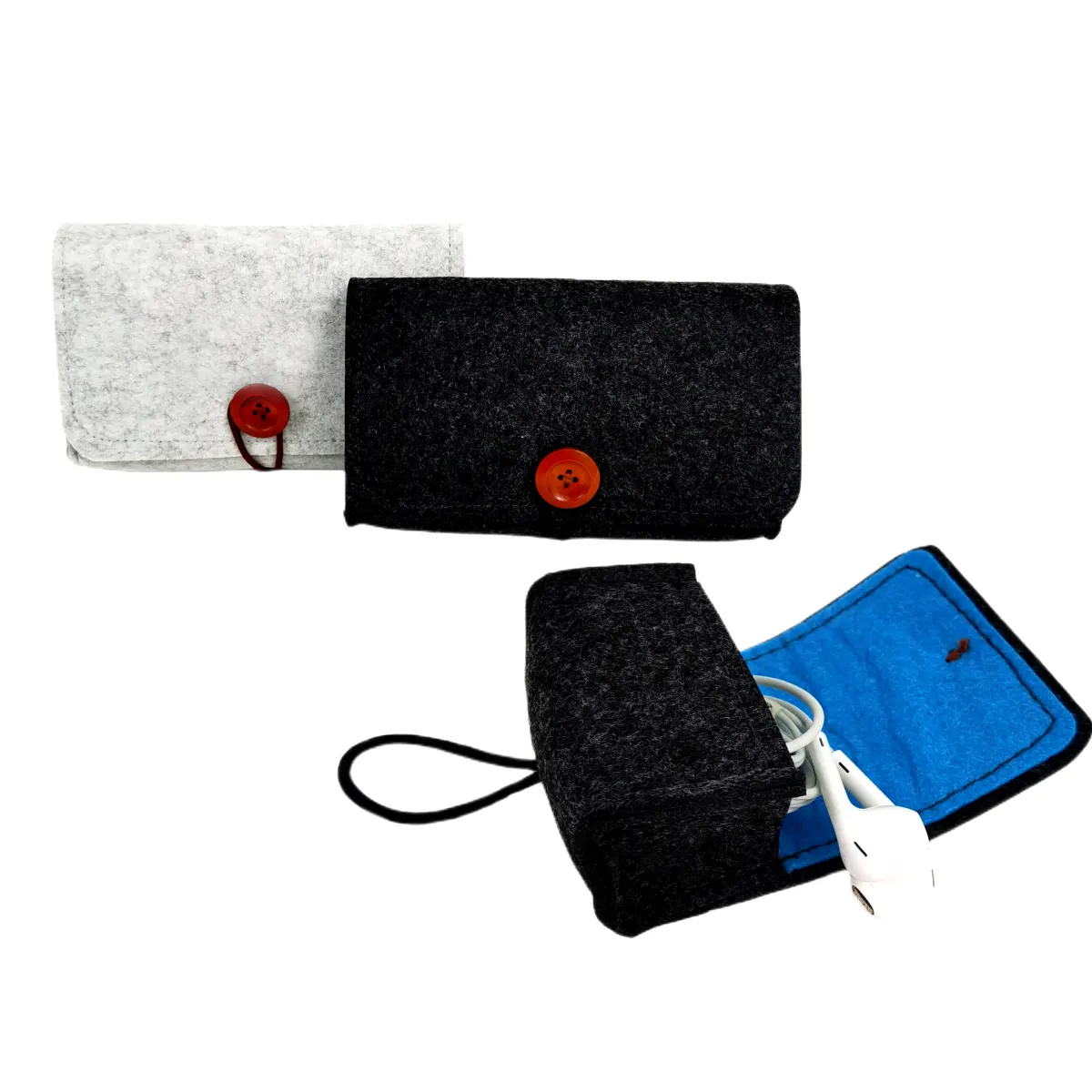 사용자 정의 로고 휴대용 접이식 펠트 PC 전화 케이스 비즈니스 블루투스 헤드셋 태블릿 라이너 케이스 이어폰 Airpods