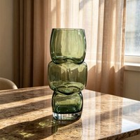 Vase en verre vintage soufflé à la main, luxe léger, sensation haut de gamme, dégradé artistique, décoration florale hydroponique de niche