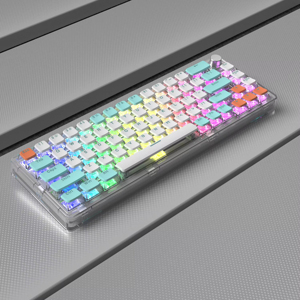 New USB-C LED Portable Transparent Gasket Hot Swappable Mechanical Gaming <b>Keyboard</b> RGB Backlit Compact 68 Clear Keycaps - Product Image 4