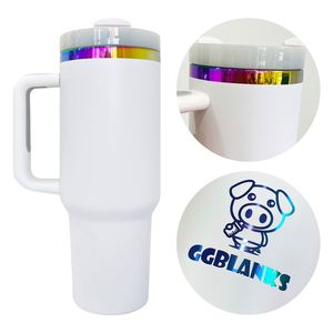 20 Packs Powder Coated 40Oz White <b>Rainbow</b> Plated Tumbler Uv Laser Engraving for Outdoor Travel - Product Image 4