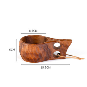 Noce nordico creativo Anti-caldo <span class=keywords><strong>in</strong></span> legno massello di legno finlandia Acacia legno latte decorazione caffè tazze da tè e piattini - Product Image 4