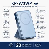 Slim PD20W Carga rápida 10000mAh 15W Carga inalámbrica Banco de energía magnético con pantalla LCD de pie plegable