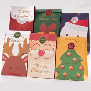 牛皮纸礼品袋雪花圣诞快乐糖果饼干包装袋2023新年派对儿童礼品