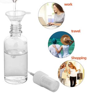 Venda quente 100ml Transparente PET redonda Perfume Garrafa Spray 3oz Travel Pocket Funil Recarregável para Cuidados Com A Pele Shampoo Uso Barato - Product Image 3