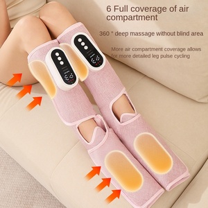 Masajeador de Piernas con Compresión Caliente, Multivelocidad Ajustable, Simulación de Presión de Aire, Amasamiento, Máquina de Terapia de Pies Recargable, Paquete Completo - Product Image 3