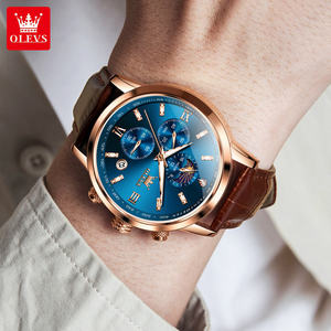 Montre à quartz multifonctionnelle de luxe pour homme, avec logo personnalisé, phase de lune et chronographe, modèle 9812 OEM populaire - Product Image 5