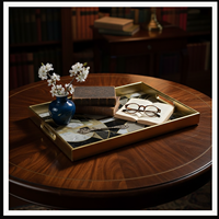 Ensemble de plateaux de service de luxe, dix motifs abstraits de cartes, PP, MDF, PVC, pour table basse, restaurant, maison, hôtel, service