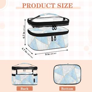 Wholesale Blue Marble Printed Custom Makeup Pouch Double Layer Clear Cosmetic Bag Waterproof <b>Travel</b> Toiletry <b>Case</b> for Women - Product Image 2