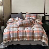 Ensemble de literie pour dortoir en coton 100% pur, 4 pièces, style nordique, couleur unie, motif géométrique, lavé, toutes saisons, personnalisable