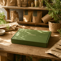 Boîte d'expédition en carton ondulé plat vert herbe avec logo personnalisé, écologique et recyclable, pour vêtements et cadeaux