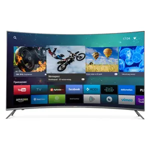Tv pintar led tahan pecah logo OEM, TV pintar Android 4K Ultra HD layar besar melengkung 65 75 85 inci
