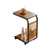 Table d'appoint/table basse multifonctionnelle moderne et mobile avec structure en métal et plateau en bois pour chambre à coucher, salon, meubles de maison, design simple