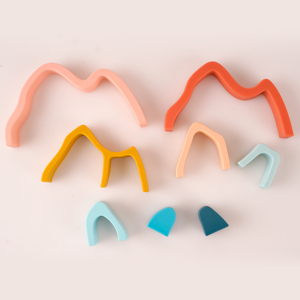 새로운 아기 건물 몬테소리 레인보우 스택 모듈 실리콘 스태킹 장난감 교육용 치아 블록 세트 - Product Image 2