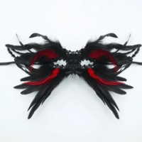 Masque demi-visage gothique en EVA avec plumes et dentelle à sequins lumineux pour Halloween, idéal pour les fêtes et les bals, haut de gamme