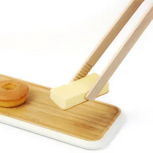 Pinzas para pan de madera de alta calidad de bambú ideal de 32cm/12,5 pulgadas, pinzas para tostadora de madera de haya natural hechas a mano para Cocina