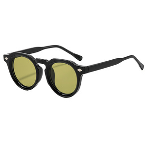 Lunettes de soleil rondes rétro vintage <span class=keywords><strong>noires</strong></span> de haute qualité pour hommes et femmes, protection UV400, anti-lumière bleue, verres de luxe, logo personnalisé - Product Image 4