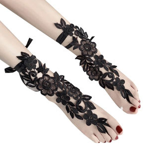 Vente en gros de bas sexy pour femmes, chaussettes en dentelle brodée de fleurs, dentelle ajourée, lacets, cosplay, soirée, boîte de nuit, accessoires érotiques pour femmes - Product Image 3