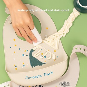 Bavoir d'alimentation en silicone de qualité alimentaire pour nouveau-né, <span class=keywords><strong>imperméable</strong></span>, léger, anti-taches, durable, lavable, pour la repasation quotidienne - Product Image 4