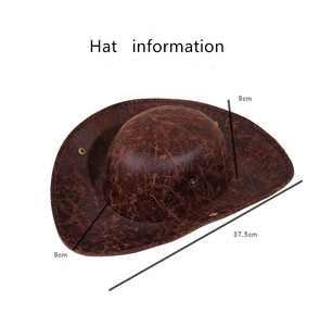 Cappello Tricorno in Pelle da Capitano Pirata dei Caraibi Jack <span class=keywords><strong>per</strong></span> Costume di <span class=keywords><strong>Halloween</strong></span>, Carnevale e Feste a Tema - Product Image 4