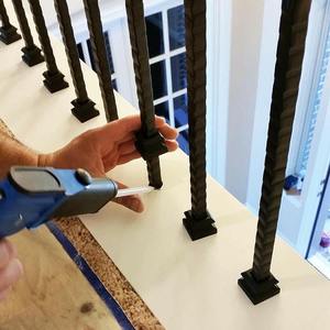 Lan Can Cầu Thang Bằng Sắt Rèn Trong Nhà Chất Lượng Cao Giỏ Trụ Hình Vuông - Product Image 6