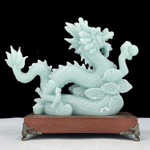 Estatua de Dragón de Jade Verde, Adorno de Dragón de la Suerte de Feng Shui Chino, Decoración para Sala de Estar, Oficina, Escritorio, Regalo de Inauguración de Casa, Regalo de Apertura de Negocios - Product Image 5