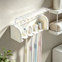 Support mural en plastique pour brosses à dents avec couvercle anti-poussière, fixation adhésive sans perçage, pour jouets, étanche