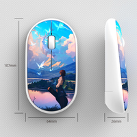 Nouveau Style Souris Sans Fil-1200Dpi 3 Boutons Bureau Pebble Souris avec Anime Peint Design Bluetooth 2.4Ghz Souris