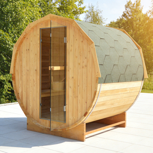 Sauna a Botte Tradizionale Icegalax in Legno di Hemlock, Sauna da Esterno con Stufa a Legna, <span class=keywords><strong>Vapore</strong></span> Secco, Vendita Diretta dalla <span class=keywords><strong>Fabbrica</strong></span> - Product Image 1