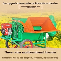 Machine à battre multifonctionnelle à trois tambours, nouvelle version améliorée, avec moteur essence/diesel