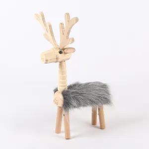 Neues Design Weihnachts holz Dekor Stehende Weihnachts dekorationen Kiefer Weihnachts hirsch für Wohnkultur