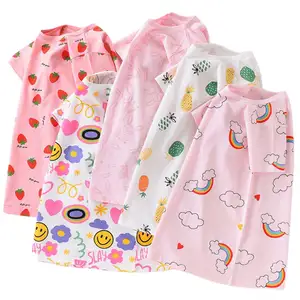 Camisones para niños Verano Algodón Fino Ropa de dormir de manga corta Camiseta de media manga Vestidos de princesa para niños Niñas Bebé