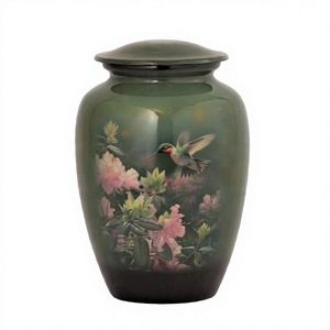 Urnes funéraires écologiques en métal et aluminium de style européen pour animaux de compagnie, imprimées de motifs floraux, pour adultes, vente en gros - Product Image 1