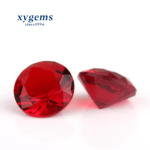 Natural Garnet Red Color Round Glass Synthetic Loose Gemstone For Jewelry Making