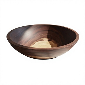 Tazón de madera moderno de diseño minimalista para servir alimentos, artesanía en madera sin recubrimiento, vajilla de cocina, tazones decorativos de madera - Product Image 4