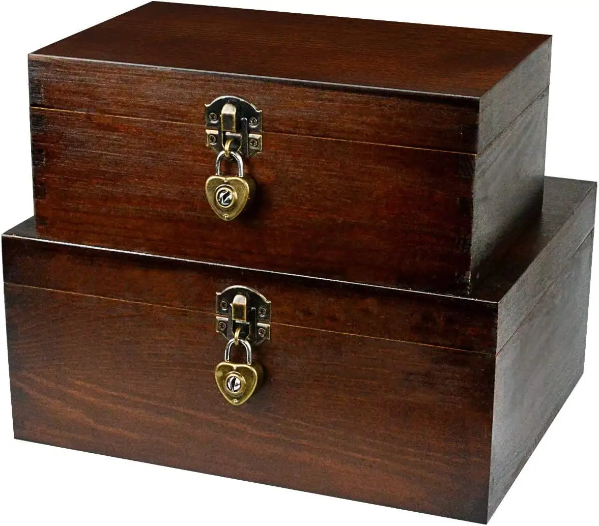 나무 기념품 상자 잠금 및 키 손수 장식 나무 스토리지 케이스 캐비닛 컨테이너 힌지 뚜껑 국가 소박한 상자
