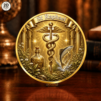 Pièce de monnaie fantaisie en gros, motif Épée et Bouclier de Saint Michel avec flammes et colonnes, pièce commémorative, pièce de collection en fer