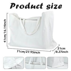Rts chúng tôi 10 cái/CTN Canvas Tote túi-extra mua sắm lớn bãi biển Totes Túi tái sử dụng lớn hàng tạp hóa Túi - Product Image 6