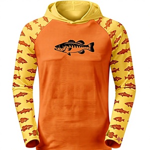 Sweat à capuche de pêche athlétique noir pour hommes, chemise de protection solaire à manches longues, haut de sport d'extérieur avec imprimé graphique pour les pêcheurs - Product Image 1